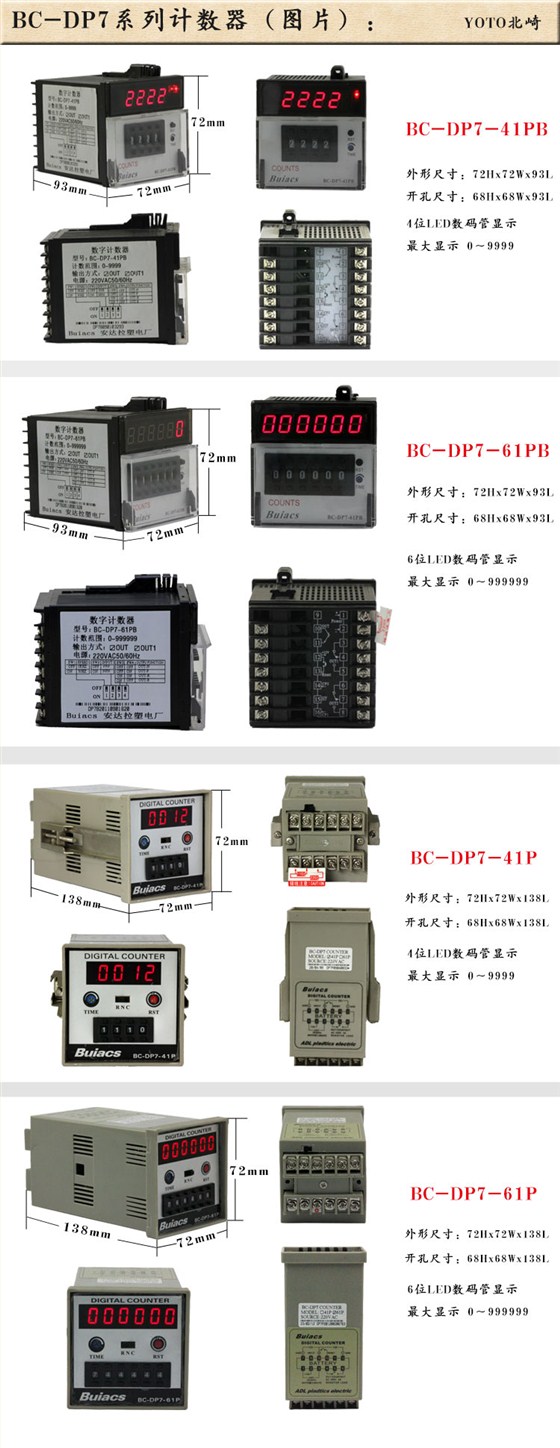 1、BC-DP7-61PB\41PB數顯數字計數器